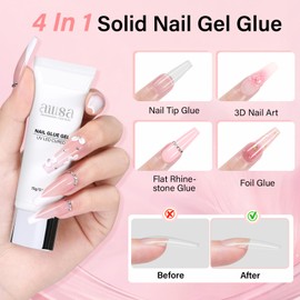 Gel Nail Kit, 240Pcs Short Almond Nail Tips, 15g Glue with UV Lamp