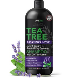 VANIDOX Tea Tree Oil Shampoo with Lavender & Mint | DHT Blocker Blend | Gently Cleanses Scalp, Helps Remove Buildup & Flakes | For Men & Women | Made in USA | 16 fl oz