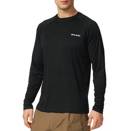 BALEAF Men's Rash Guard Shirts Fishing Long Sleeve UV Sun Protection SPF T-Shirts UPF 50+ Lightweight Beach Black Size XL