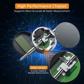 Neoteck DTI Digital Dial Indicator 0.5 inch/12.7mm, High Resolution: 0.00005 inch/ 0.001mm, Digital Probe Indicator Dial Test Gauge