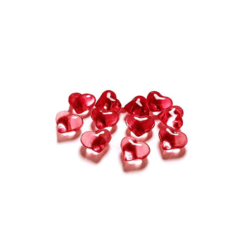 Party Deco AH2-21-007-Karton – 30 PVC Crystal Heart Shapes, Red