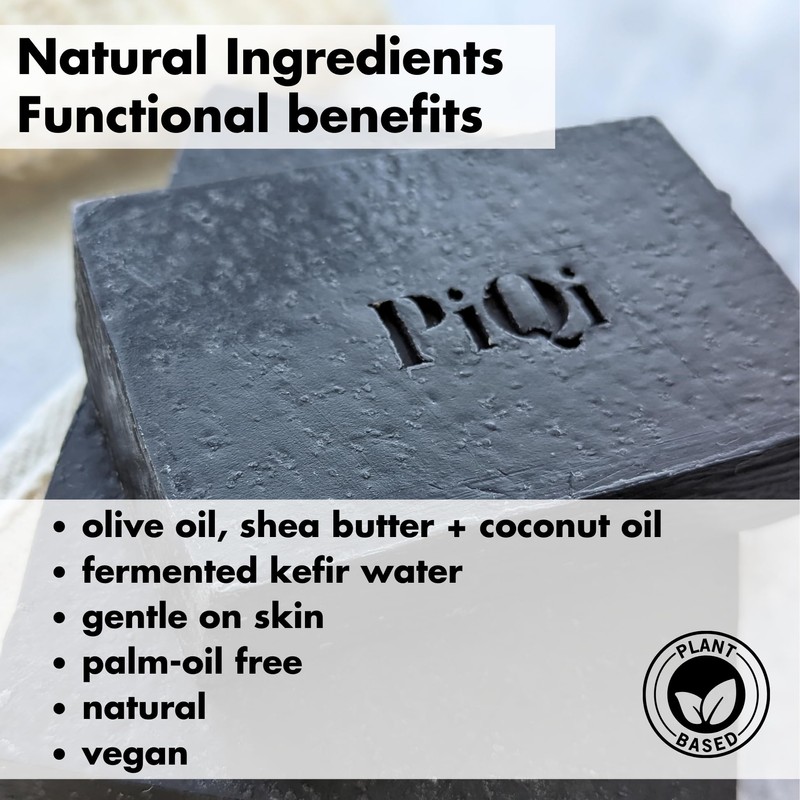 PIQI Kefir Soap Bar Charcoal and Tea Tree - Purifying,
