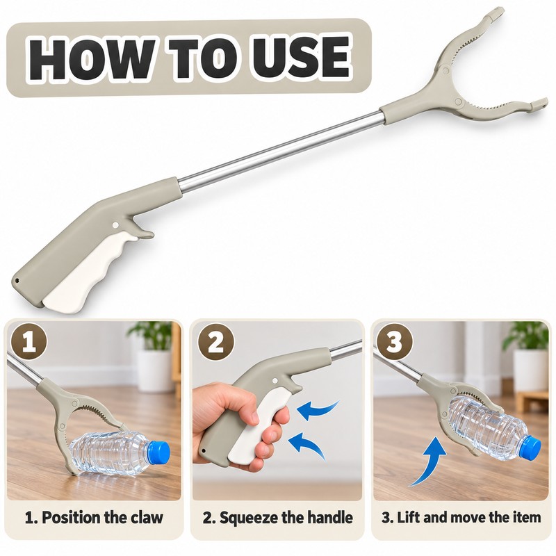 15.8-Inch Reacher Grabber for Home & Outdoor Use – Rotating