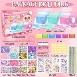 Nano Tape Bubble Kit for Kids, Squishy Making Maker Kit, Nano Tape Bubbles Toys for Girls, Step by Step Guide for Beginner