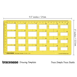 Traceease Geometric Drafting Rectangle Template Drawing Stencil, Designing Measuring Ruler