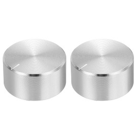 sourcing map 2pcs Potentiometer Knob Knurled Shaft Silver Tone Aluminum Smooth Surface Rotary Knob 26mmx13mm Volume Control Knob