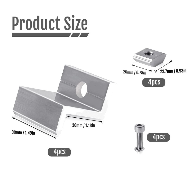 Solar Panel Bracket, 4 Pieces 30 mm Solar Panel Z