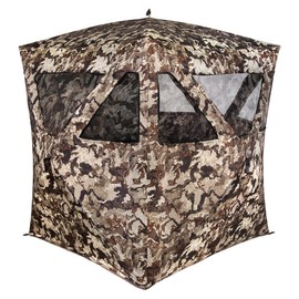 Muddy Hunting Whitetail Deer Buck Hog Watertight 300D Fabric Standing Height 66” Veil Camo Pattern Three Person Ground Blind