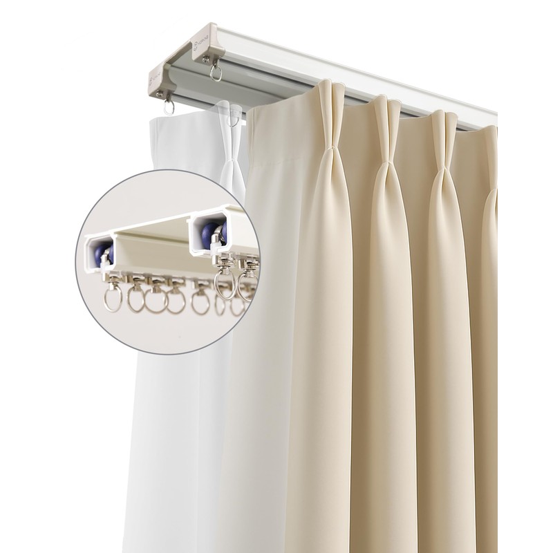 Ezcasch Ceiling Curtain Track Set - Dual Track Ceiling Mount