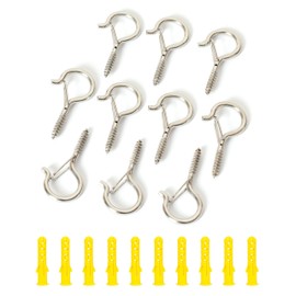 Stainless Steel Ceiling Hooks, Total Length: 2.2 inches (55 mm), Screw Type, Plush, 10 Pcs Ceiling Hooks, Hanging Hardware, Fasteners, Hooks, Screw-in Screw Hooks, Wall Hooks, Cabinet Hooks, Kitchen