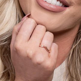 TJC Silver Wishbone Ring for Women, 2mm Thick Wedding Band Ring with Rose Gold Plating, Ladies Promise Ring, Sizes I