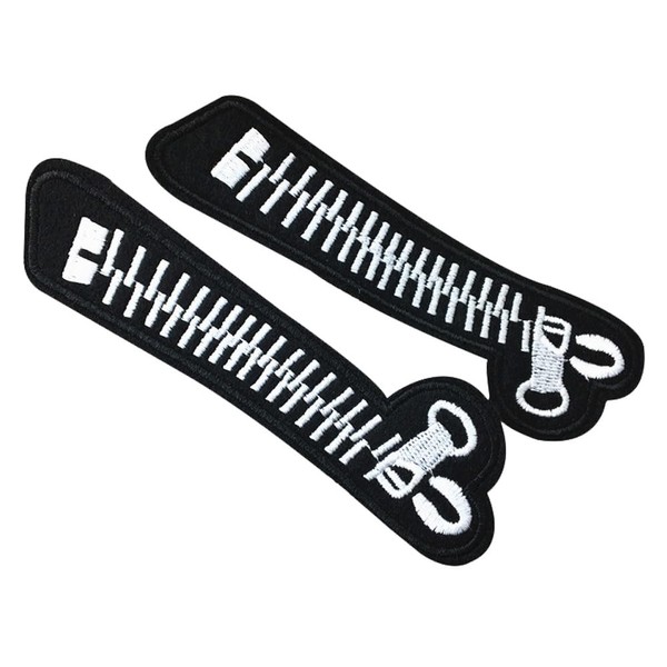 2 Pcs Zipper Funny Patch Military Embroidered Fastener Iron On