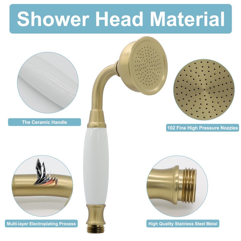 HOMEDEC Vintage Handheld Shower Head with 59inch Flexible Hose High-Pressure