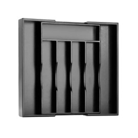 Bellsal Black Silverware Organizer Kitchen Drawer Organizer Expandable Bamboo Utensil Holder Cutlery Tray for Kitchen Utensil and Flatware Bedroom Office Black