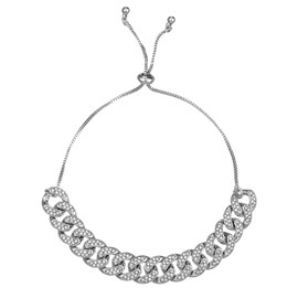 kelistom Cuban Link Rhinestone Filled Gold Box Chain Anklet for Women, Punk Hip-hop Ankle Bracelets, Length Adjustable (12mm Cuban-White)