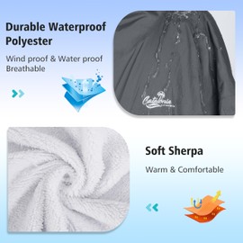 Catalonia Swim Parka for Men Women, Oversized Waterproof Surf Swimming Jacket, Warm Sherpa Lined Swim Coat, Changing Poncho Robe