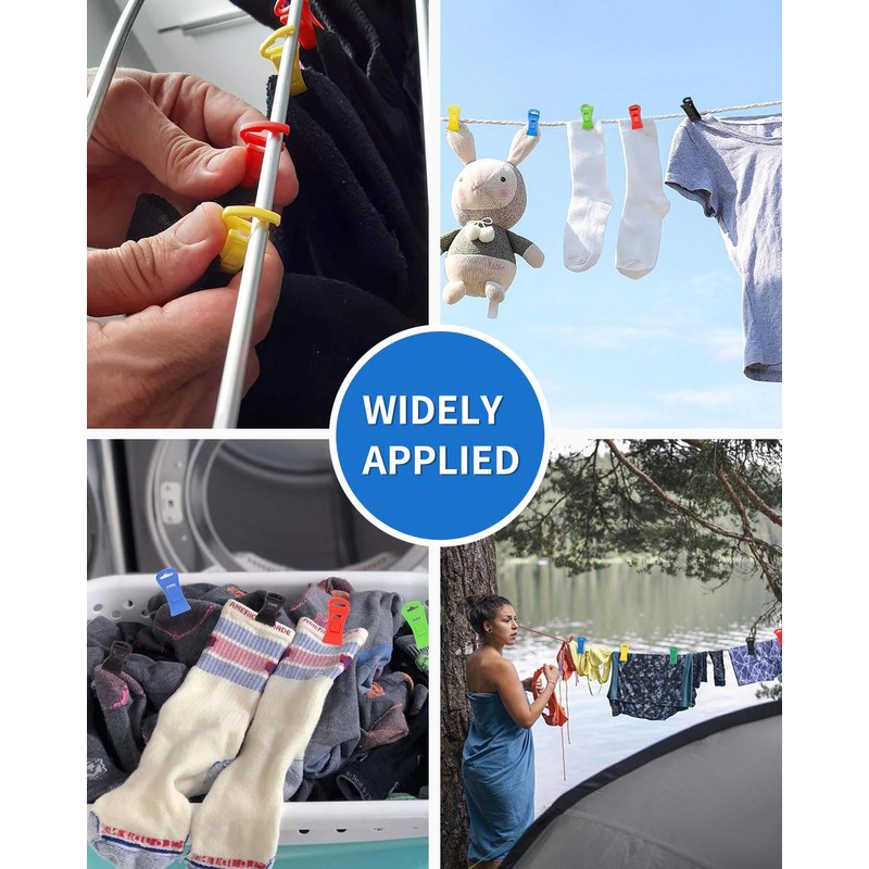 AORHOFJ Pack of 15 Sock Holders with Hooks, Washing Machine