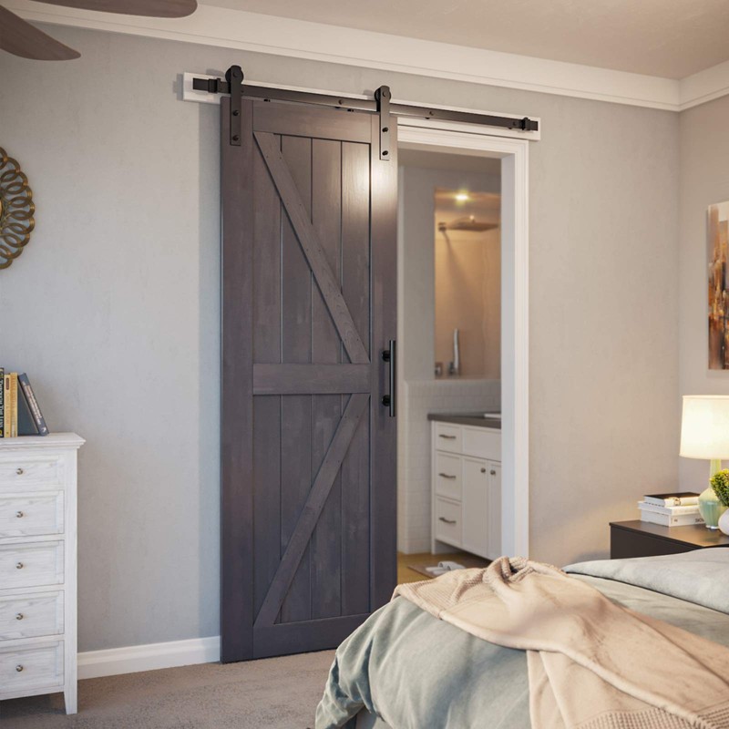 SMARTSTANDARD 5ft Barn Door Hardware Kit, Sliding Door Hardware, Heavy