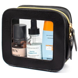 LETGO Mini Makeup Bag,Clear Makeup Bag Cute Makeup Bag Small Makeup Bag for Purse Essentials Car Accessories for Women Mini Toiletry Bag for Women Men (Clear Black, Mini)