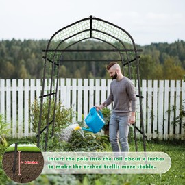 Garden Arch Trellis for Climbing Plants Outdoor, 7ft Extra Tall Metal Walkway Trellis Cucumber Arch Trellis Archway Arbor Tunnel Large Trellis for Climbing Vines Vegetable Grape Garden Raise Bed