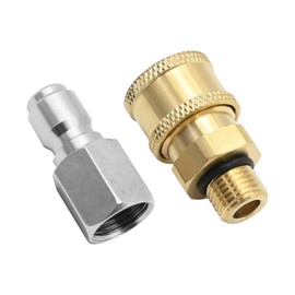 Ollanoos 2Pcs Pressure Washer Quick Connect Adapter Set, NPT 1/4 Inch Quick Connect Fittings Male Female Pressure Washer Couplers Quick Connect Fittings Stainless Steel for Pressure Washer Outlet