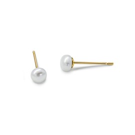 Altitude Boutique Pearl Stud Earrings for Women | Freshwater Pearl Studs in Three Sizes | 18K Gold or Silver Plated Stainless Steel Post, Durable, Hypoallergenic Classic Earrings (Gold, 6mm)