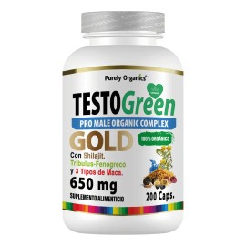 TestoGreen Gold | Pro Male Organic Complex | 200 Cápsulas | Purely Organics