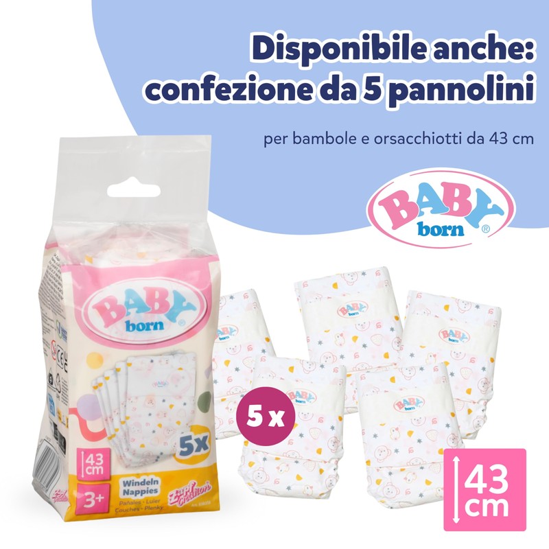 BABY born Borsa per pannolini rosa/grigia per bambole – Include