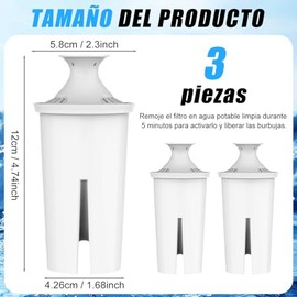 3 Piezas Filtros de Repuesto de Larga Duración para Jarras y Dispensadores, Filtro de Agua para Brita Longlast, Este Filtro de Agua se Adapta a Todas las Jarras y Dispensadores Brita, Excepto Stream