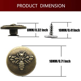 20 Sets Jean Buttons Replacement, 18mm Metal Buttons Tack Pant Buttons Replacement Kit with No Sew Rivets for Jeans, Denim Pants, Jackets (Brozen Style)