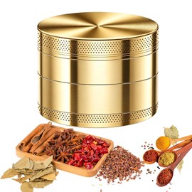 Molinillo de especias de 2.5 pulgadas, herramientas de cocina, dientes afilados para moler fino dorado