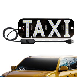 YSY Juren 1pcs Taxi Sign Light USB On/Off Button, Bright Taxi LED Sign, Suction Cup Window Placement for Taxi Car (White)