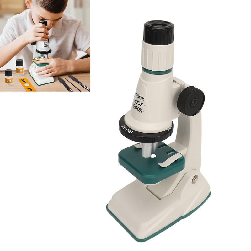 Kids Microscope Science Kit 200 to 1200X Magnification Flexible Angle