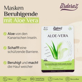 Ardaraz Soothing, moisturising face masks beauty with aloe vera and hyaluronic acid. Refreshing cloth masks face in pack of 5. Deeply effective moisturiser with immediate effect