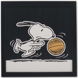 Peanuts Snoopy Dribbling Basketball Framed Wood Wall Decor - Fun Snoopy Basketball Picture for Home
