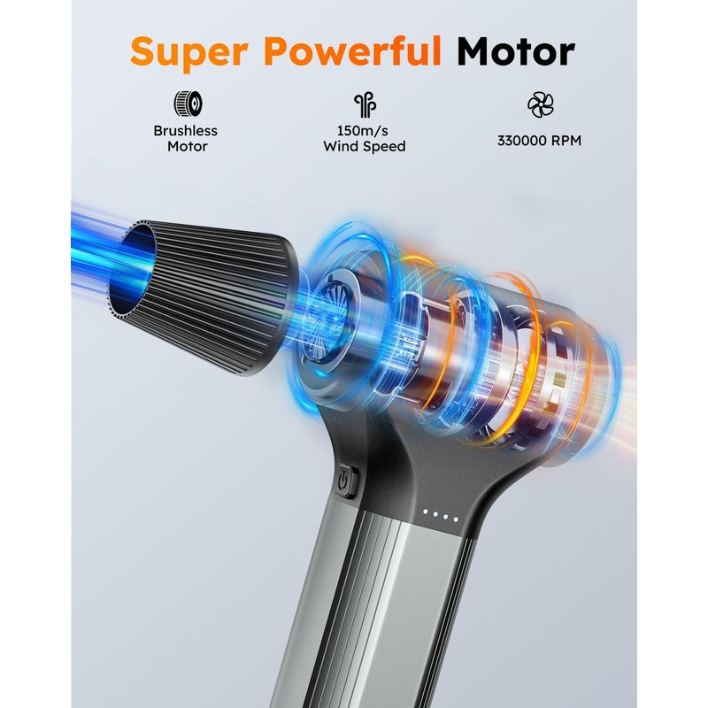 Compressed Air Duster, 330000RPM Super Power Electric Air Duster Cordless