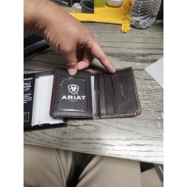 Ariat Western Mens Bifold Wallet Flipcase Leather  Southwestern Outline