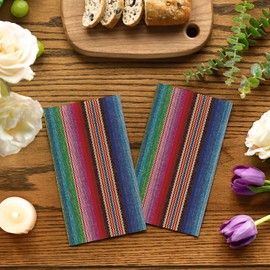 Horaldaily 100 Mexican Fiesta Disposable Paper Napkin Decorative Guest Guest Napkins, Colorful Stripes Cinco De Mayo Fiesta Themed Hand Towel for Party Lunch Dinner Kitchen Bathroom