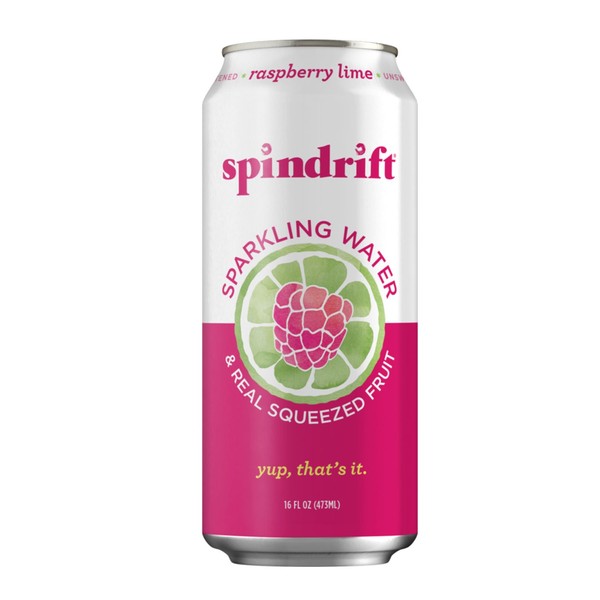 Spindrift Sparkling Water, Raspberry Lime Flavored, Made with Real Squeezed Fruit, 16 Fl Oz (Pack of 12) (Only 11 Calories per Seltzer Water Can)