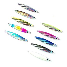 Orurdo Fishing Tackle Lure Set, 10 Pieces, 4.2 inches (10.8 cm), 2.8 oz (80 g), Metal Jig, For Flat Fish and Rock Fish, Blue Fish, Sicker, Sea Bass, Flounder, Amberjack, Yellowtail, Pork, Great for Salt Game Jigging, Qb100006a08