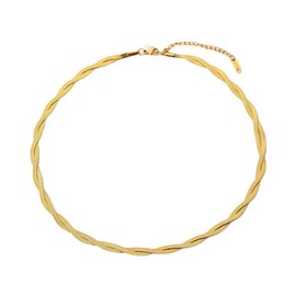 KONFEN Women's Vintage Titanium Necklaces, Unique Geometric Crossed Snake Chain Choker, Simple Boho Crossed Titanium Steel Blade Chain, Jewellery Gifts for Lovers, Gold, Titanium