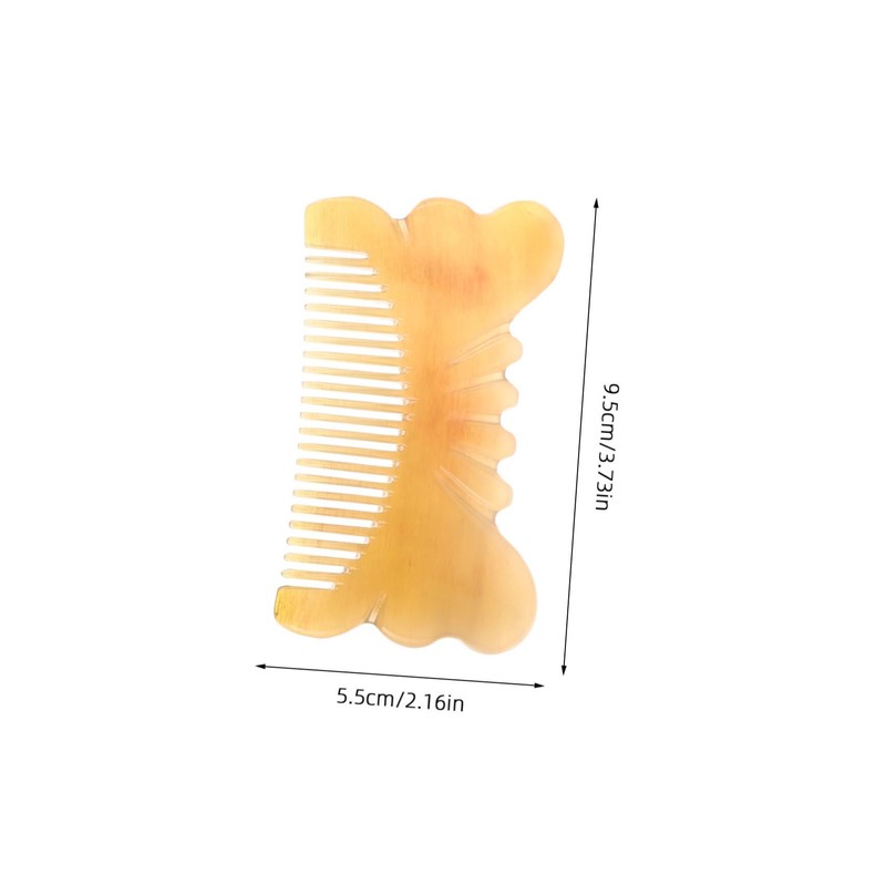 BIUDECO Natural Sheep Horn Wide Tooth Comb Thickened Carved Massage