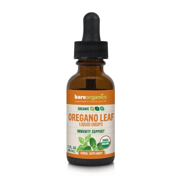 BareOrganics Oregano Leaf Liquid Drops, Herbal Supplement, Immunity Support Drops, 1 Ounce