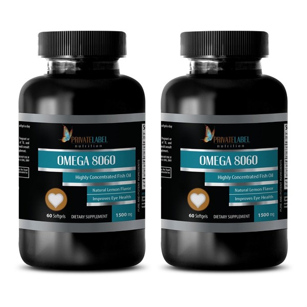 Natural Omega-3 Fish Oil 1500mg - From Norway - NON-GMO - 2 Bottles 120 Softgels