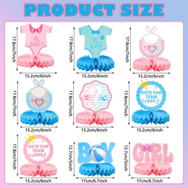 Maxqzin 9Pcs Baby Gender Reveal Honeycomb Table Centerpieces Gender Reveal Centerpieces for Table Gender Reveal Table Decorations Boy or Girl Reveal Decor for Baby Shower Pregnancy Announcements Decor