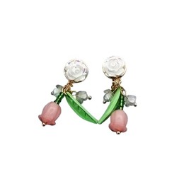 Cute Pink Flower Dangle Drop Earrings for Women Acrylic Sakura Leaf Earrings Summer Beach Long Tassel Earrings Holiday Jewelry-Tulip