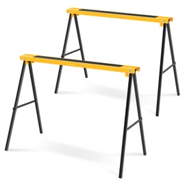 Auto Dynasty 2 Pack Saw Stand Sawhorse with Anti-Slip Surface Grip Handle Foldable design Portable Metal Max Capacity Load 220 lbs, Yellow
