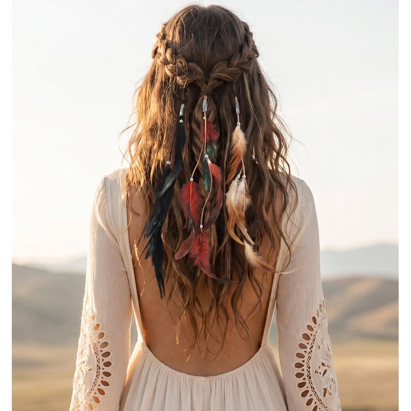 3 Pcs Feather Clips for Hair, Natural Feather Hair Clips