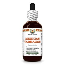 Mexican Tarragon (Tagetes Lucida) Dry Stems and Flowers Glycerite, Made in Hawaii, Organic Raw Materials, All Natural, Vegan, Lab Tested Alcohol-Free Liquid Extract - 2 fl.oz
