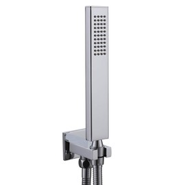 Ownace Square Solid Brass Chrome Hand Held Shower Head With Wall Connector and Hose Set